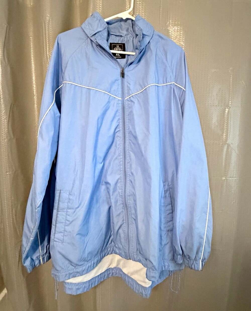 Foot Locker Men’s Blue Hooded Windbreaker Zip Jacket Solid Mid-Length XL
